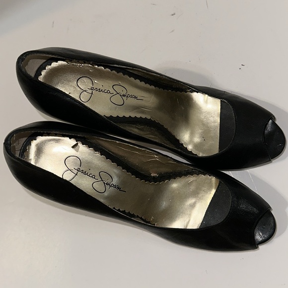 Jessica Simpson Black Pumps Platform Open Toe Shoes Size 9 - Picture 10 of 14
